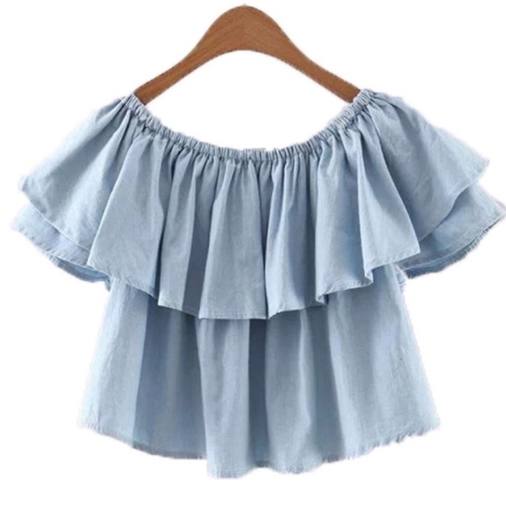 Riley Chambray Off the Shoulder Top
